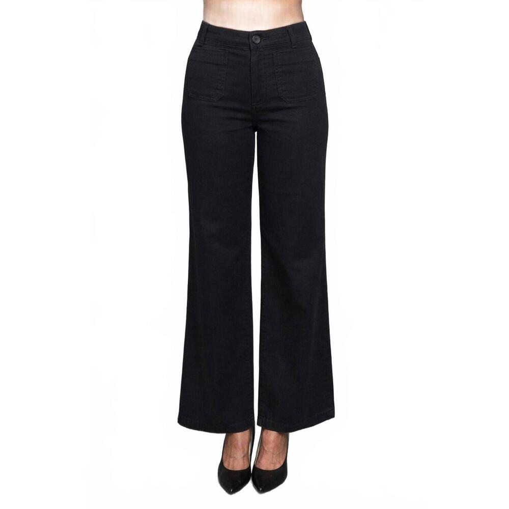 NEW PAPARAZZI denim wide leg sailor jean in black